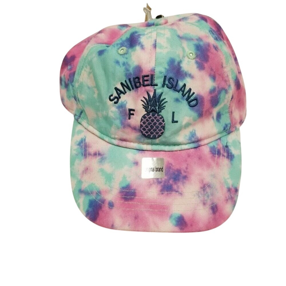 Sanibel Island Florida Tie Dye Pineapple Embroidered Baseball Cap‎ Hat